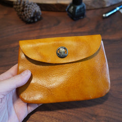 Earth Motif Leather Clutch Bag Large Capacity Vintage Bronze Buckle Closure