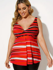 Striped Print Tankini Set
