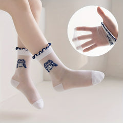 5 Pairs Children's Mesh Lace Socks for Spring Summer - Girl 1-11 Years
