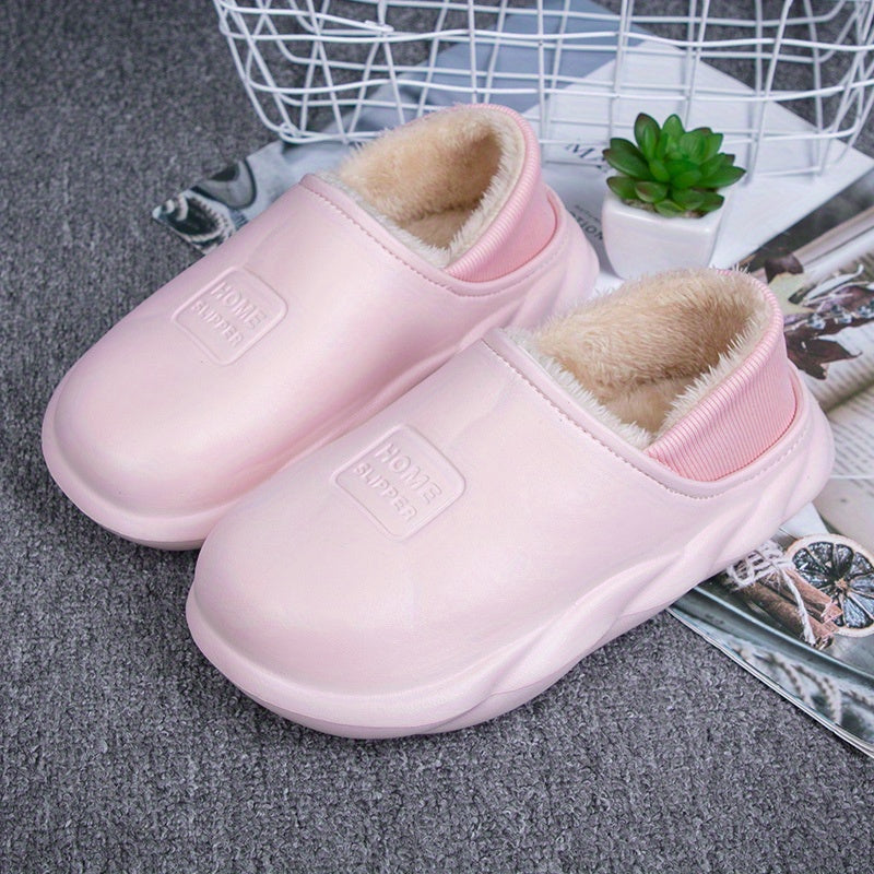 Men's Warm Fleece Slip On Slippers, Outdoor Walking Shoes