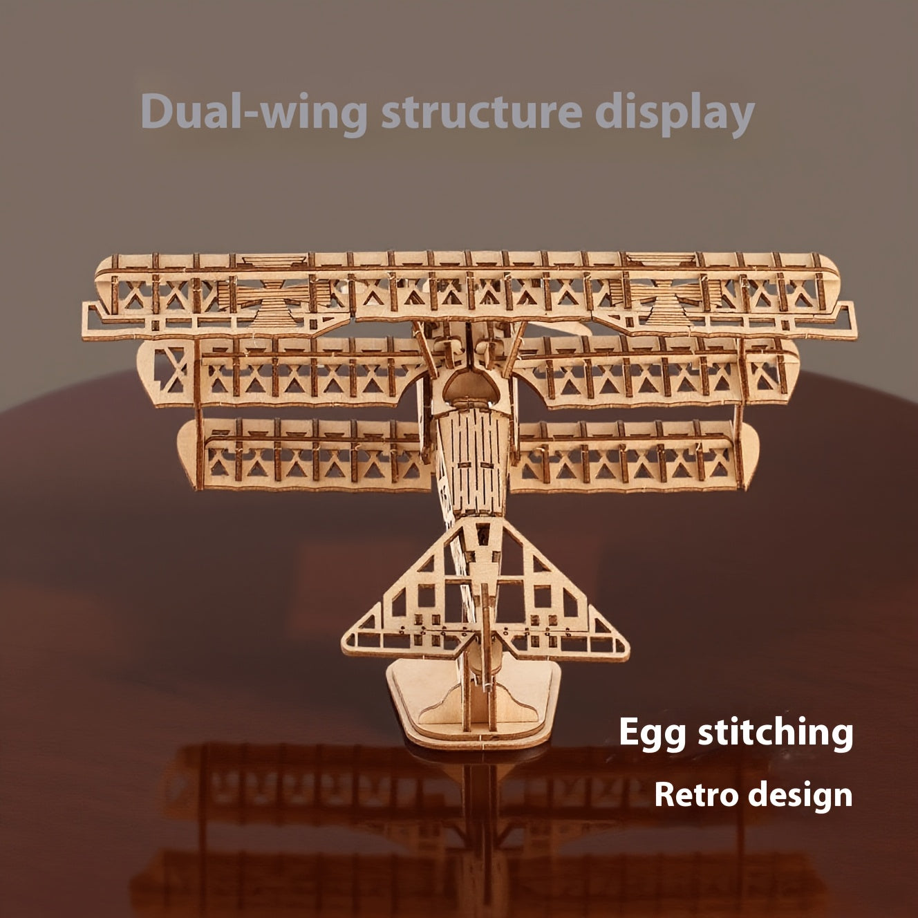 3D Wooden Puzzle Two Wing Aircraft DIY Craft Plane Model Christmas Gift