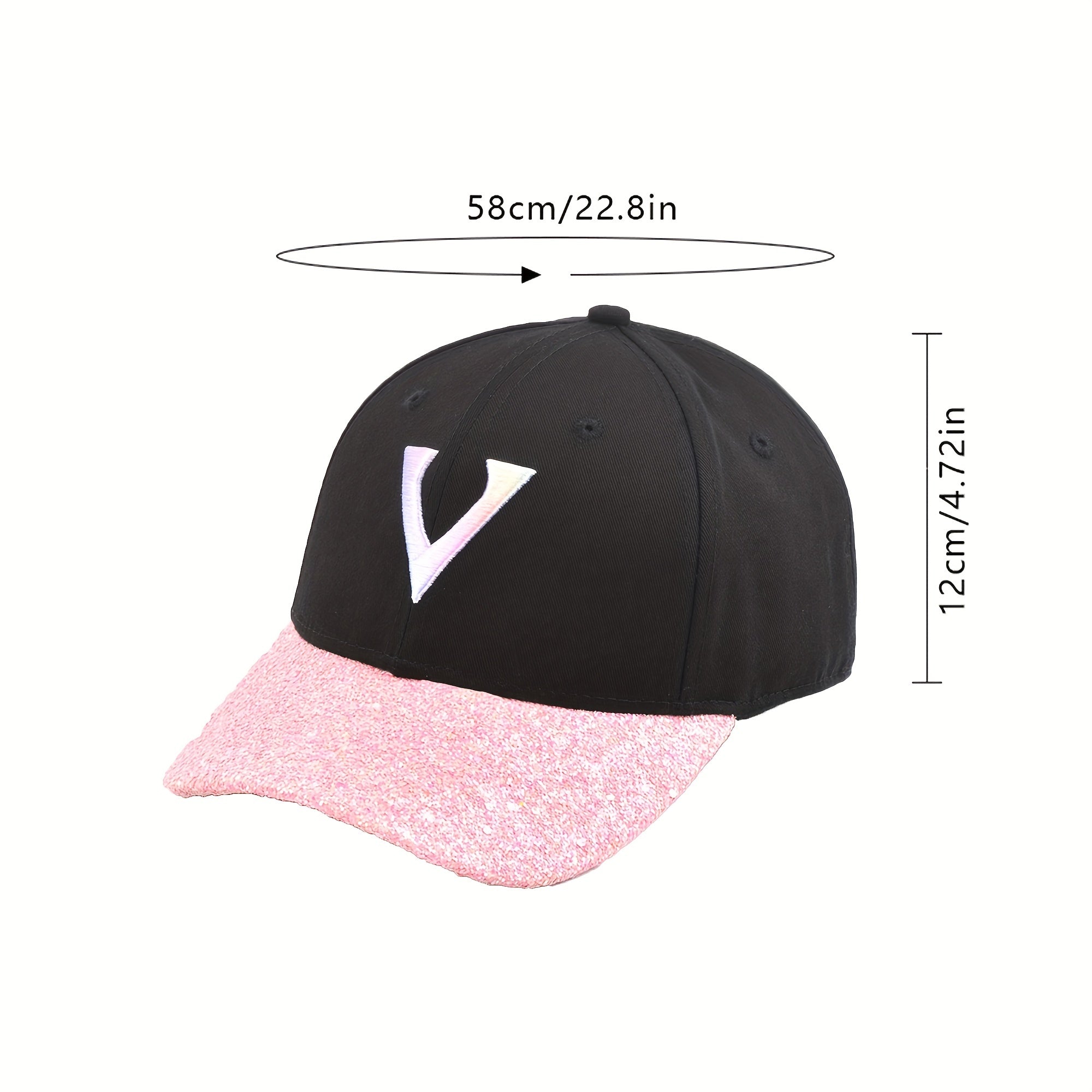 Hip Hop Baseball Cap V Patch Cotton Sun Hat Adjustable Unisex Couple Dad Hats