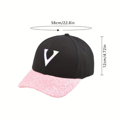 Hip Hop Baseball Cap V Patch Cotton Sun Hat Adjustable Unisex Couple Dad Hats
