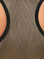 Tankini Set Solid Contrast Mesh Round Neck