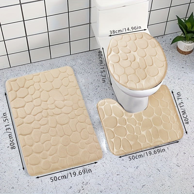 Soft and Absorbent U Shaped Bathroom Rug Non Slip Toilet Mat