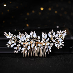 Silvery Faux Pearl Crystal Wedding Hair Comb Bridal Headpiece
