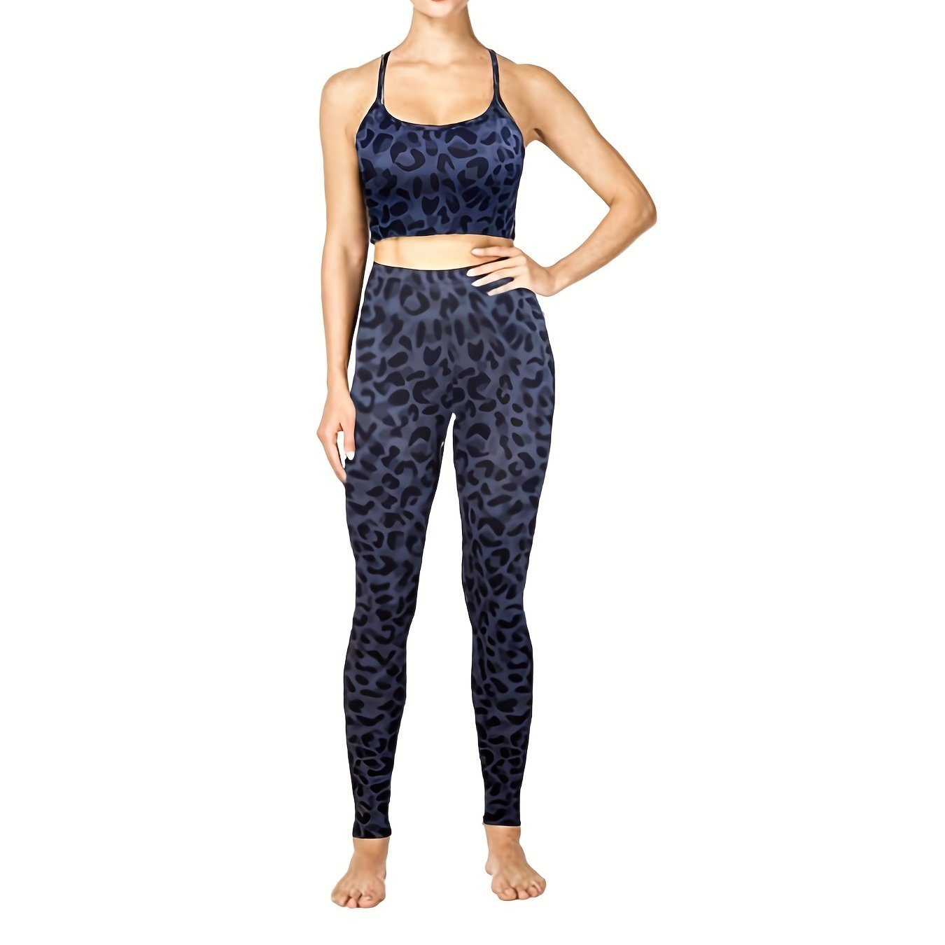 Leopard Print Two piece Set Sexy Crop Cami Top & Skinny Leggings