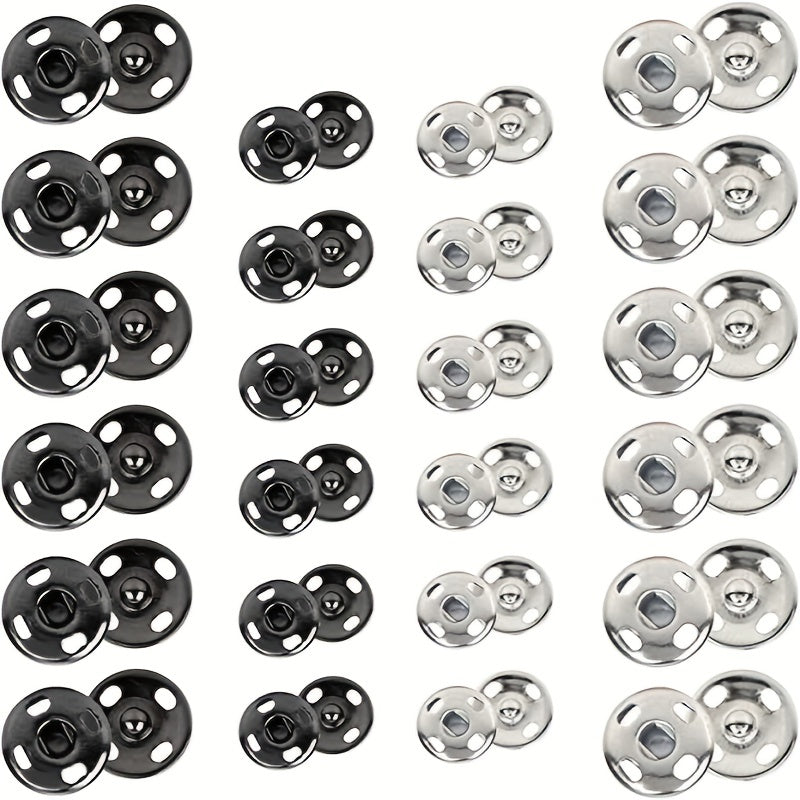 80pcs Silvery Sew on Snap Buttons 0.99cm Metal Fastener Buttons Press Button