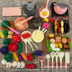 Children's Mini Kitchen Set 110pcs - Stove, Cookware, Utensils, Play Food