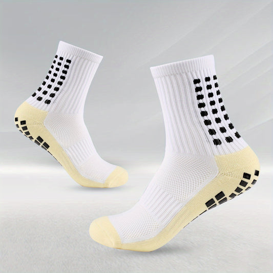 Men's Soccer Non-Slip Crew Socks Thickened Grip Football Socks