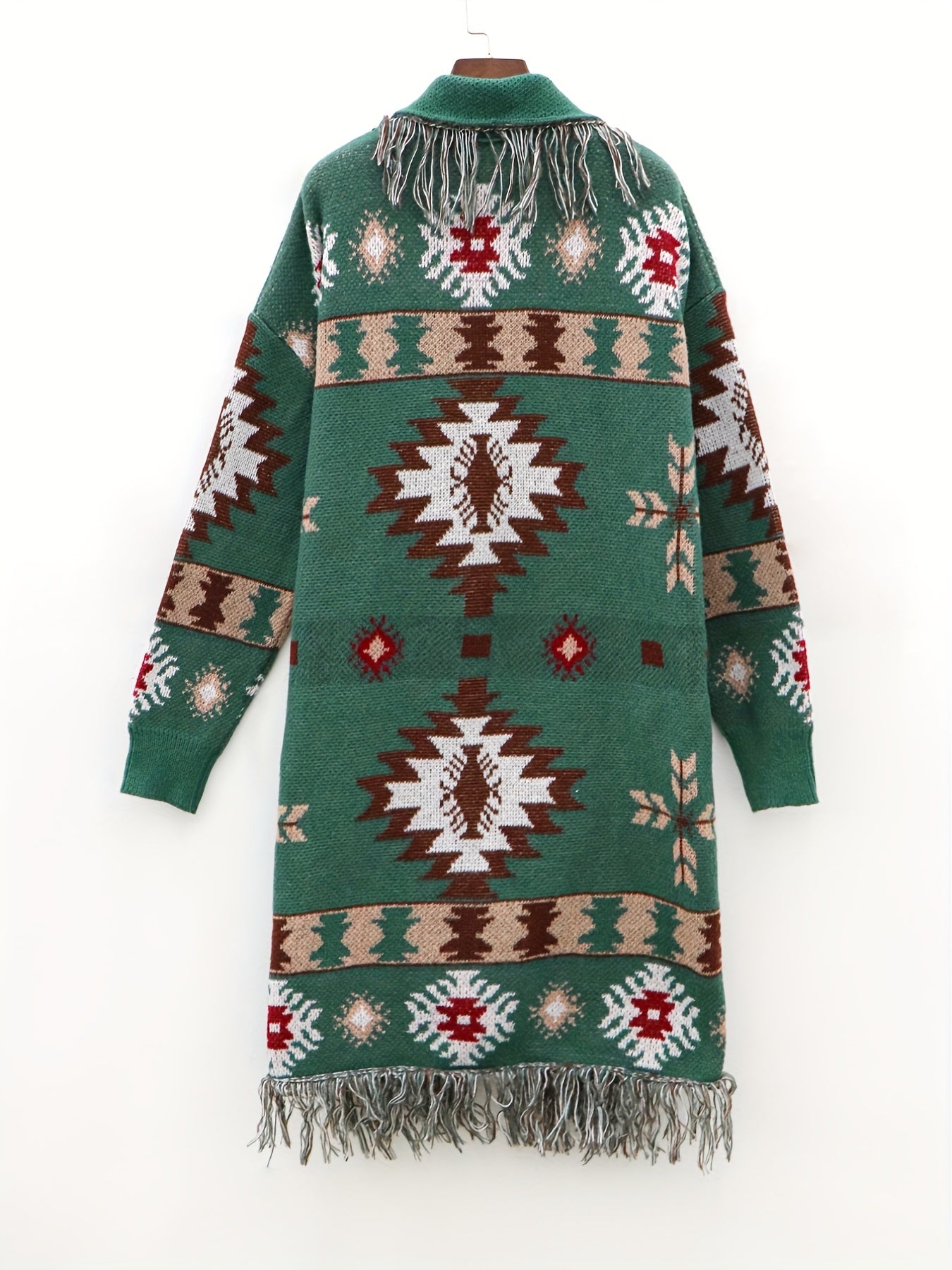 Boho Cardigan Women's Plus Colorblock Southwestern Print
