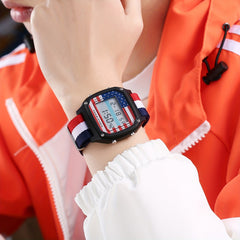 3024 Electronic Watch Woven Strap LED Display Time date