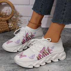 Breathable Butterfly Print Non-slip Running Shoes Lightweight Outdoor Sneakers
