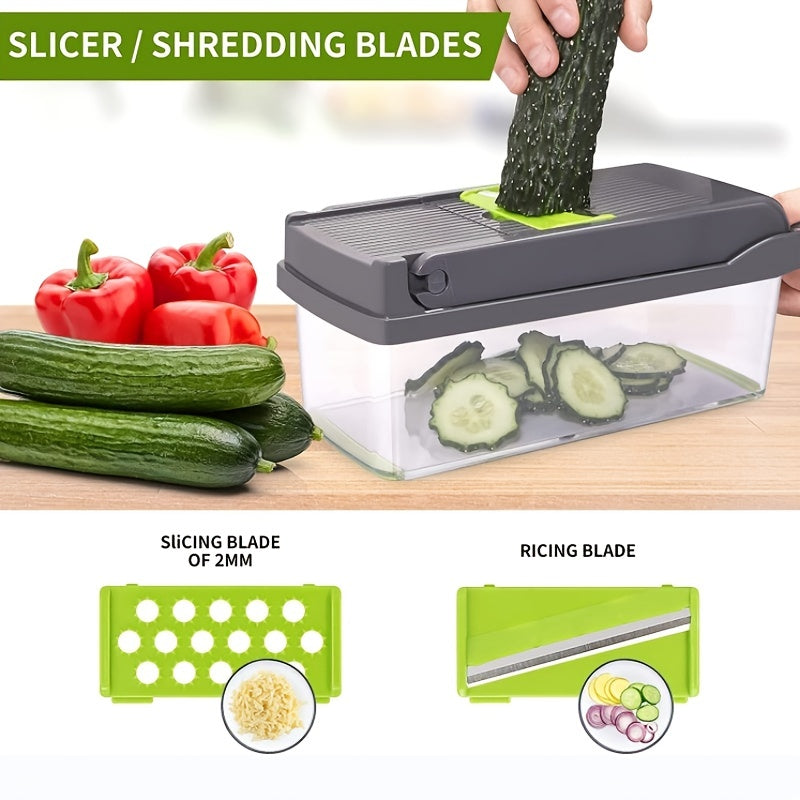 16in1 Onion Chopper Food Cutter With 8 Blades Potato Slicer Shredder