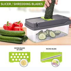 16in1 Onion Chopper Food Cutter With 8 Blades Potato Slicer Shredder