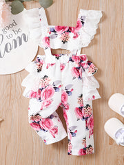 Baby Girls Flower Print Overalls