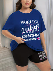 Women's Plus Size Heart & Letter Print Pajama Set