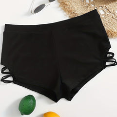 Criss Cross Side Swimwear Shorts High Stretch