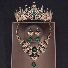 Baroque Vintage Crystal Bridal Jewelry Sets Tiara Crown Earrings Necklace