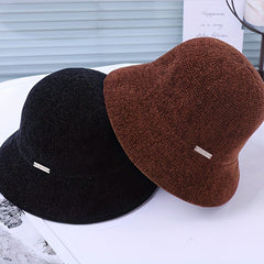 Chenille Bucket Hat Warm Basin Classic Knit Hats
