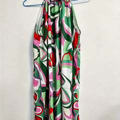 Abstract Print Keyhole Dress Casual Sleeveless Summer Midi Dress