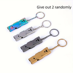 2pcs Stainless Steel Double Tube Survival Whistle