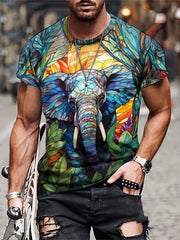 Men's Elephant Graphic T shirt Active Stretch Breathable 3D Print Tee