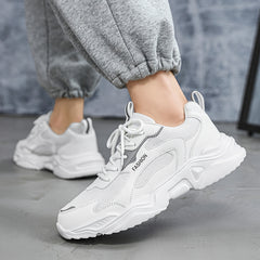 Men's Reflective Chunky Shoes Non Slip Lace Up Sneakers For Outdoor Activities