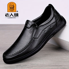Men's Old Man Logo Loafer Shoes Non-slip Slip On