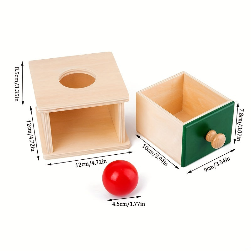 Montessori Wooden Coin Ball Drawer Box Baby Educational Toy