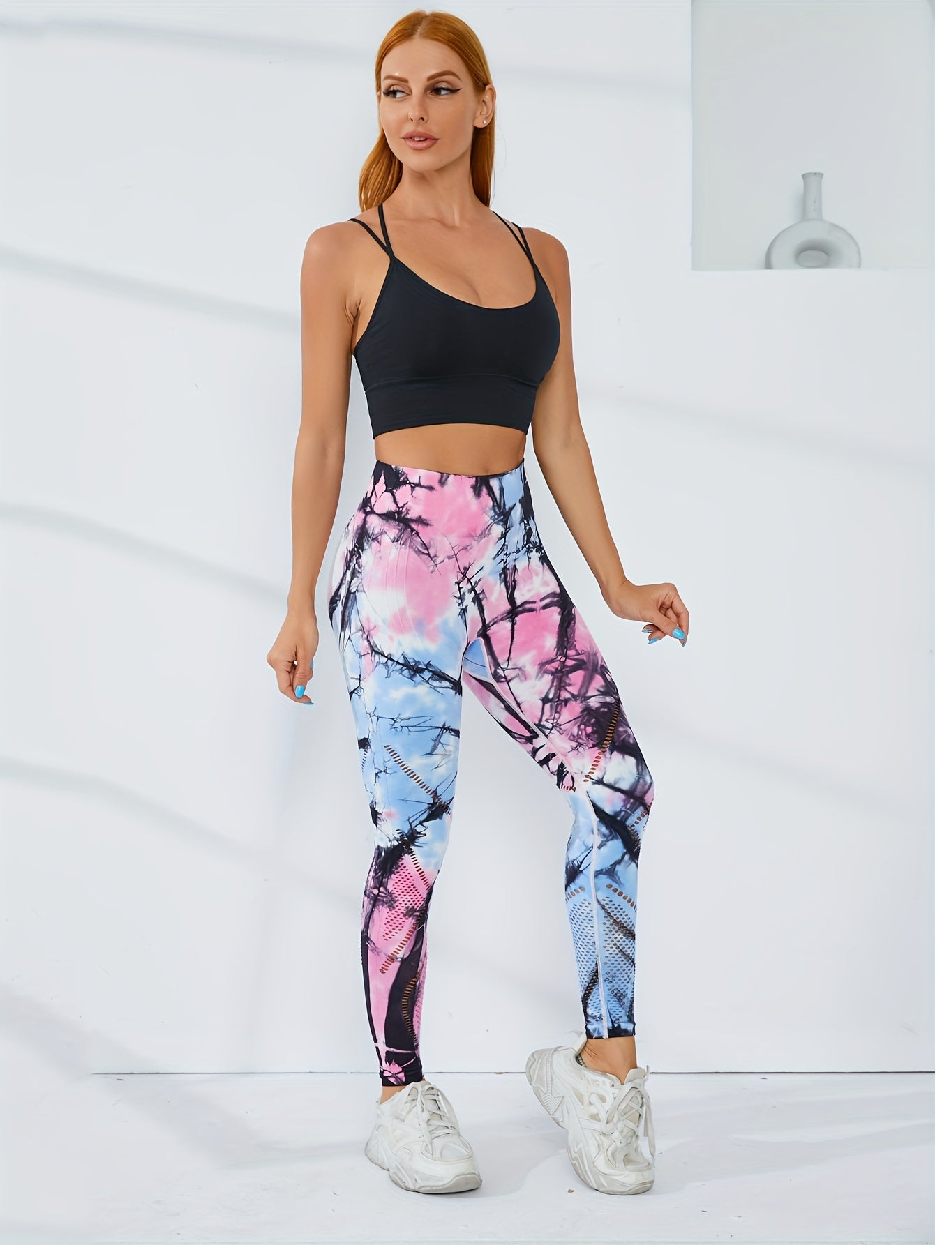 High Waist Tie Dye Yoga Leggings Slim Fit Sports Fitness Pants
