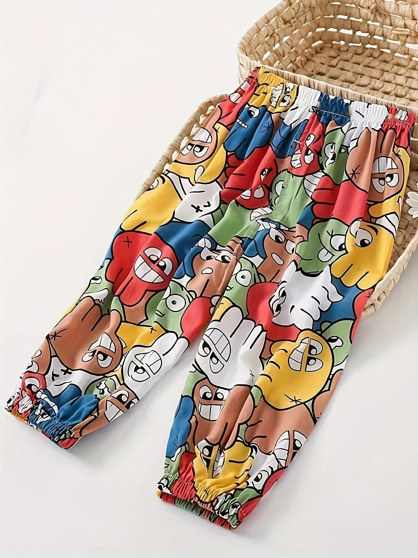 Girls Cartoon Print Casual Trousers Breathable Loose Fit Sports Sweatpants