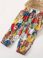 Girls Cartoon Print Casual Trousers Breathable Loose Fit Sports Sweatpants