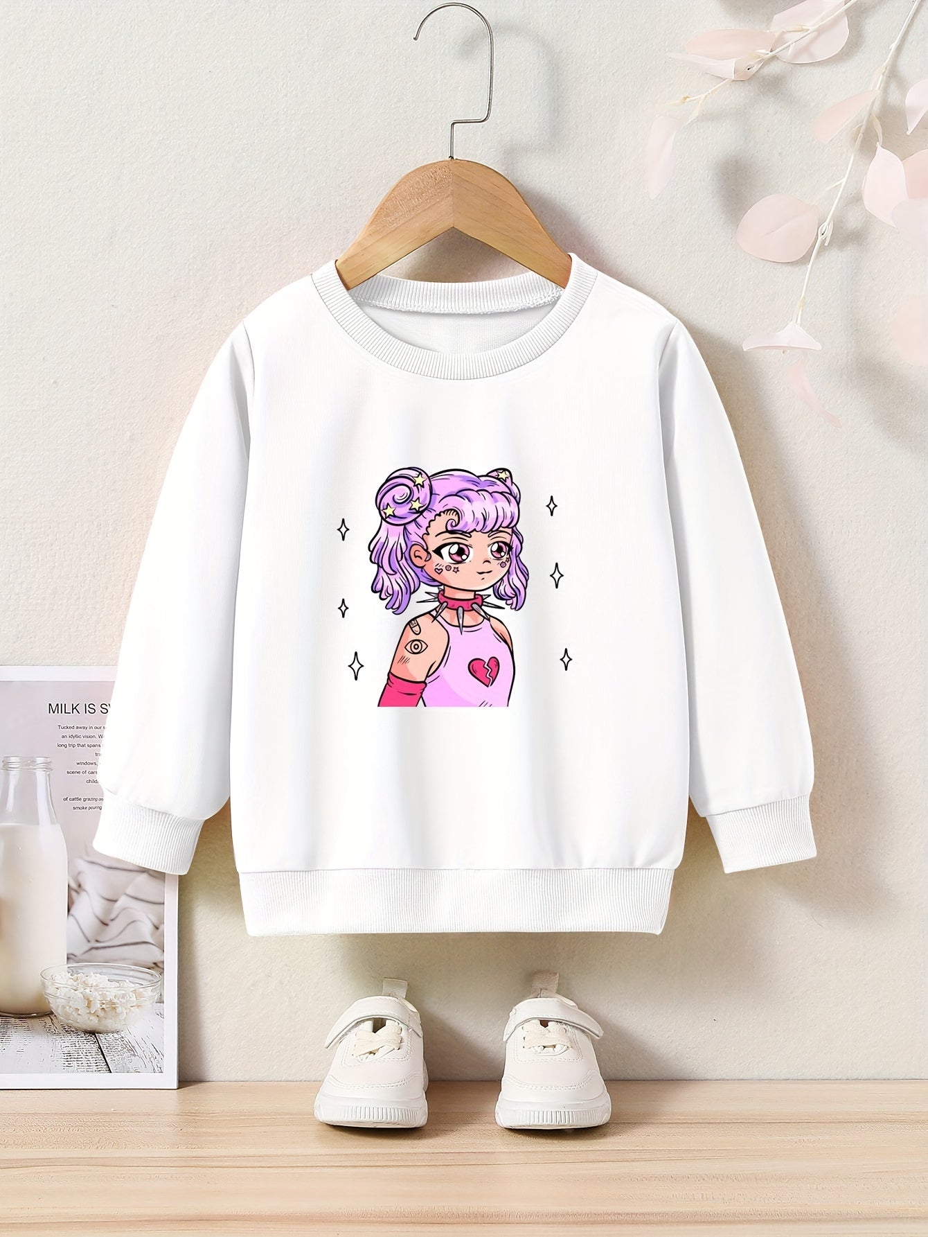 Toddler Cartoon Girl Print Long Sleeve Sweatshirt