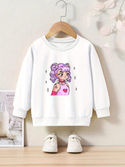 Toddler Cartoon Girl Print Long Sleeve Sweatshirt