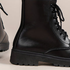 Women's Lace Up Platform Ankle Boots Round Toe Non slip Combat Shoes