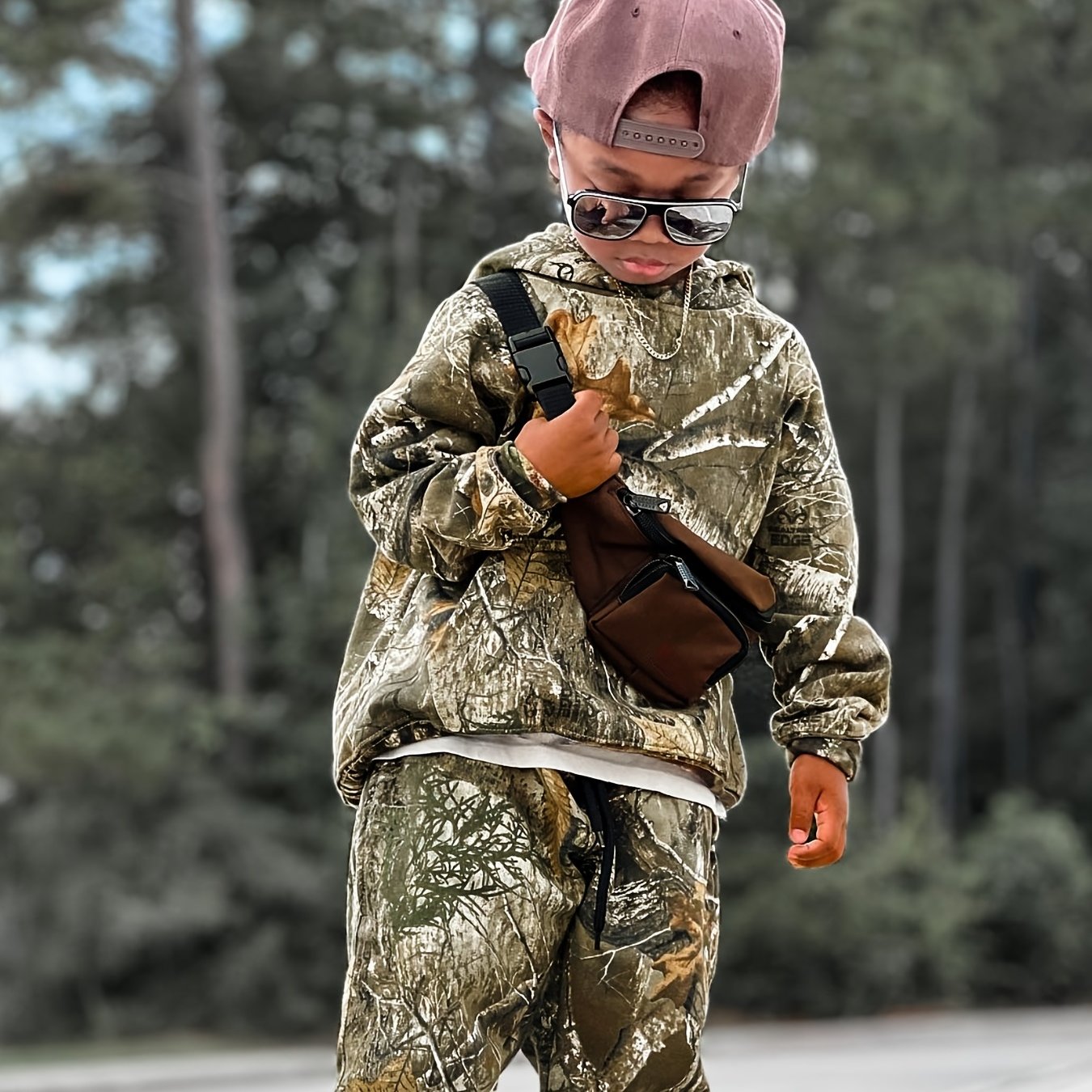 Boys Camo Hoodie Top & Pants Set Kids Spring Outfit