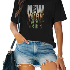 New York Graphic Tee Womens Casual Crew Neck T shirt