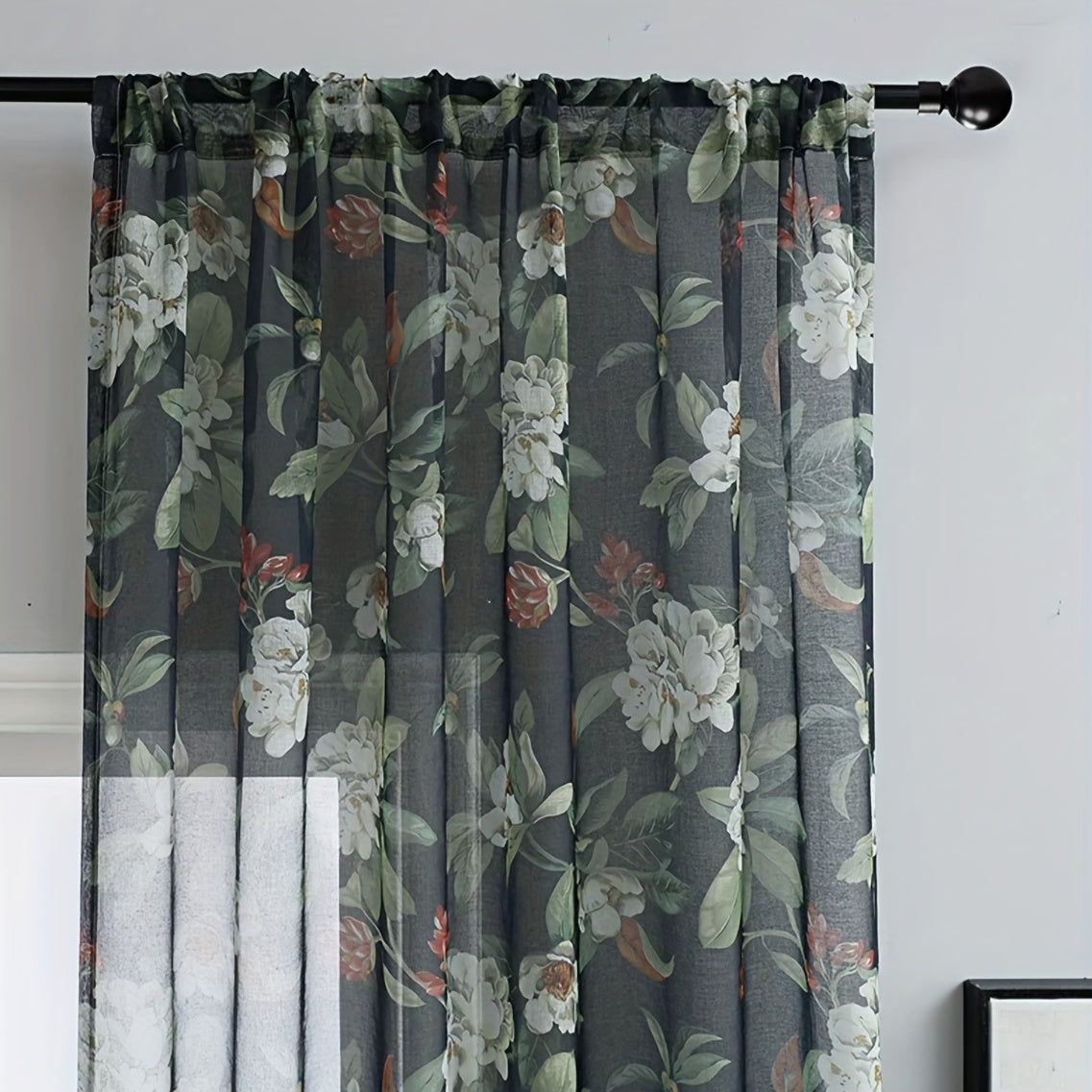 American Pastoral Floral Printed Curtains Soft Cotton and Linen Window Yarn
