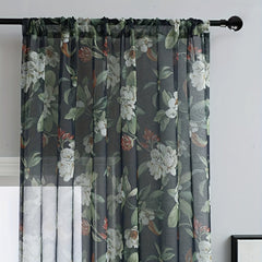 American Pastoral Floral Printed Curtains Soft Cotton and Linen Window Yarn