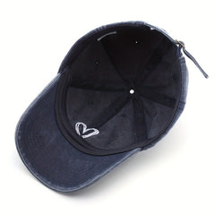 Unisex Vintage Curved Brim Baseball Cap With Letter Embroidery
