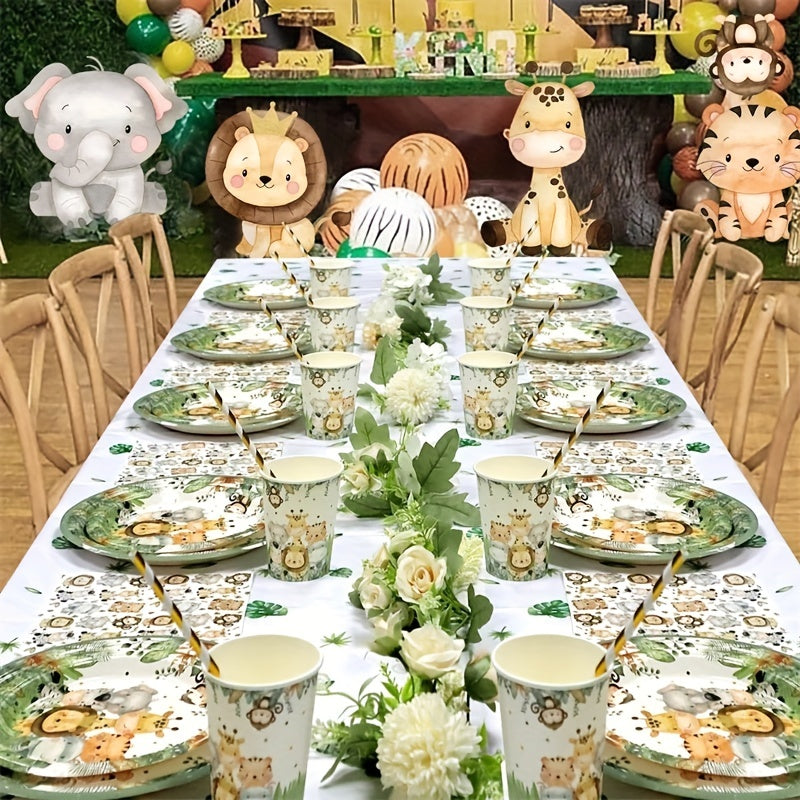 Forest Zoo Theme Party Disposable Tableware Set