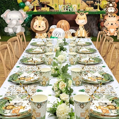 Forest Zoo Theme Party Disposable Tableware Set