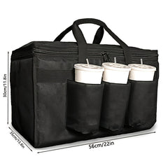 Insulated Food Bag XL Oxford Cloth Waterproof Takeaway Bag with Cup Hol
