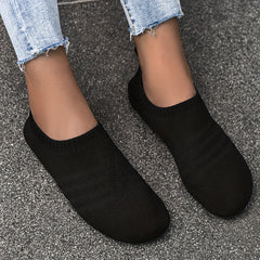 Women's Knit Indoor Sock Slippers Comfy Round Toe Anti-skid House Shoes