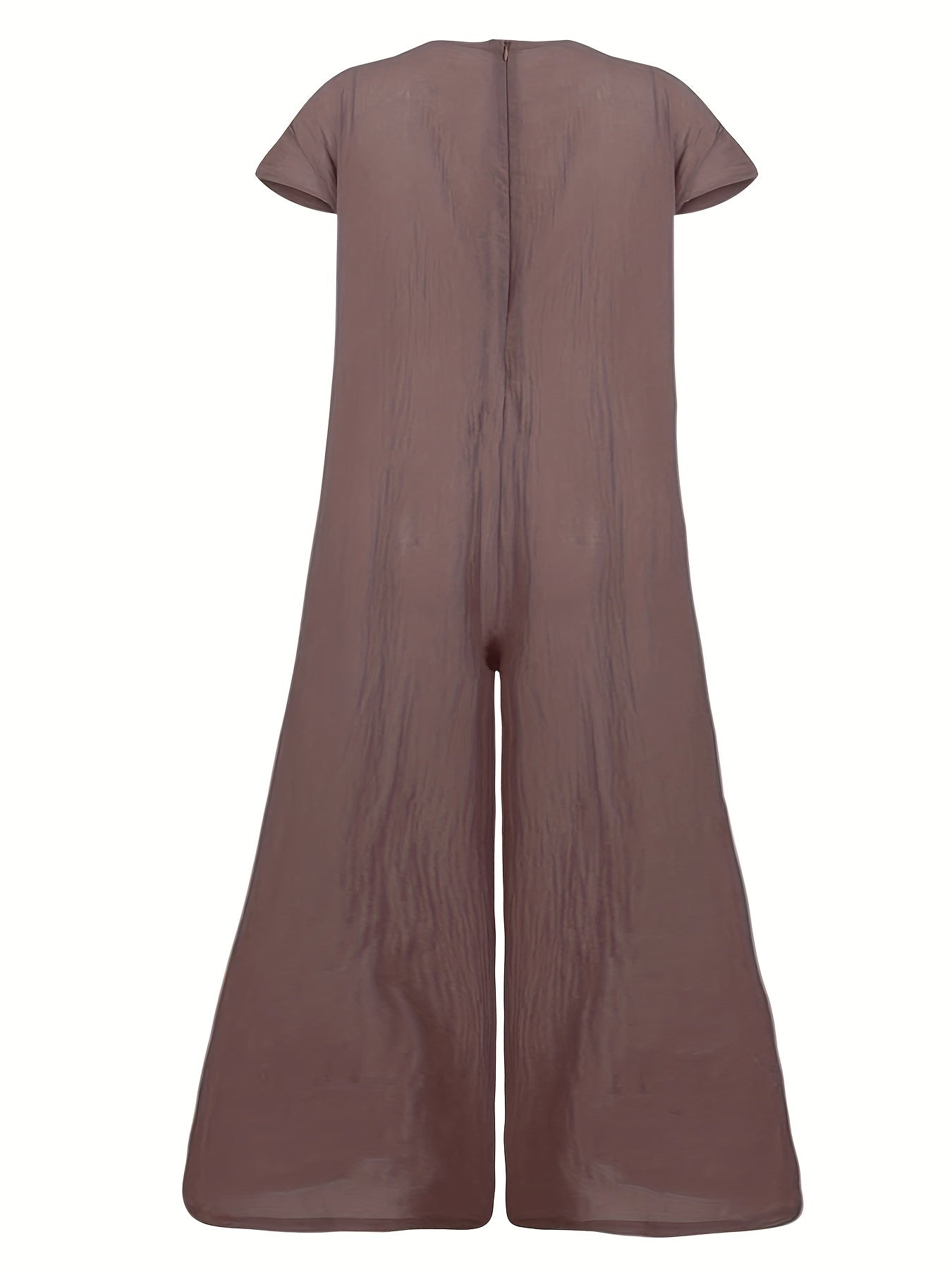 Solid Wide Leg Short Sleeve Jumpsuit Stitching Casual for Spring & Summer