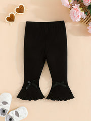 Baby Girls Bowknot Flared Leggings Set Kids Comfy Trousers