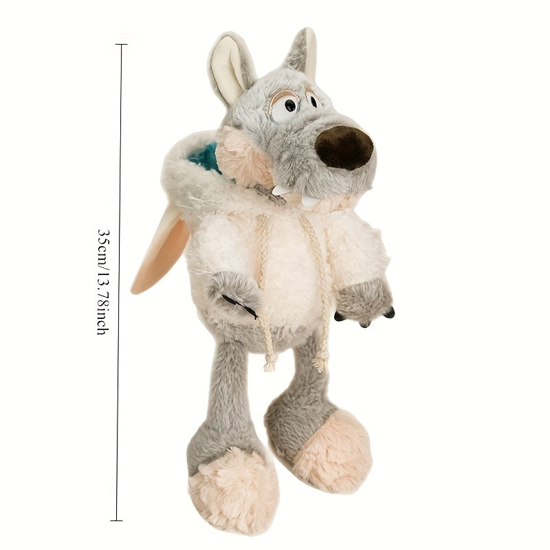 Soft Plush Wolf Stuffed Animal Toy Beige Muzzle Eyes Ears Mixed Colors