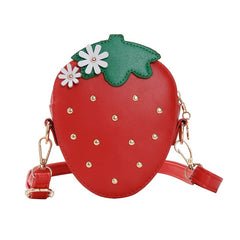 Girls Strawberry Shaped Zipper Shoulder Bag Messenger Bag Coin Purse Wallet