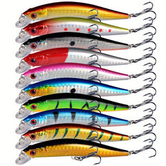 10pcs Minnow Bass Fishing Lures Kit Trout Catfish Musky Bluegill Crankbait